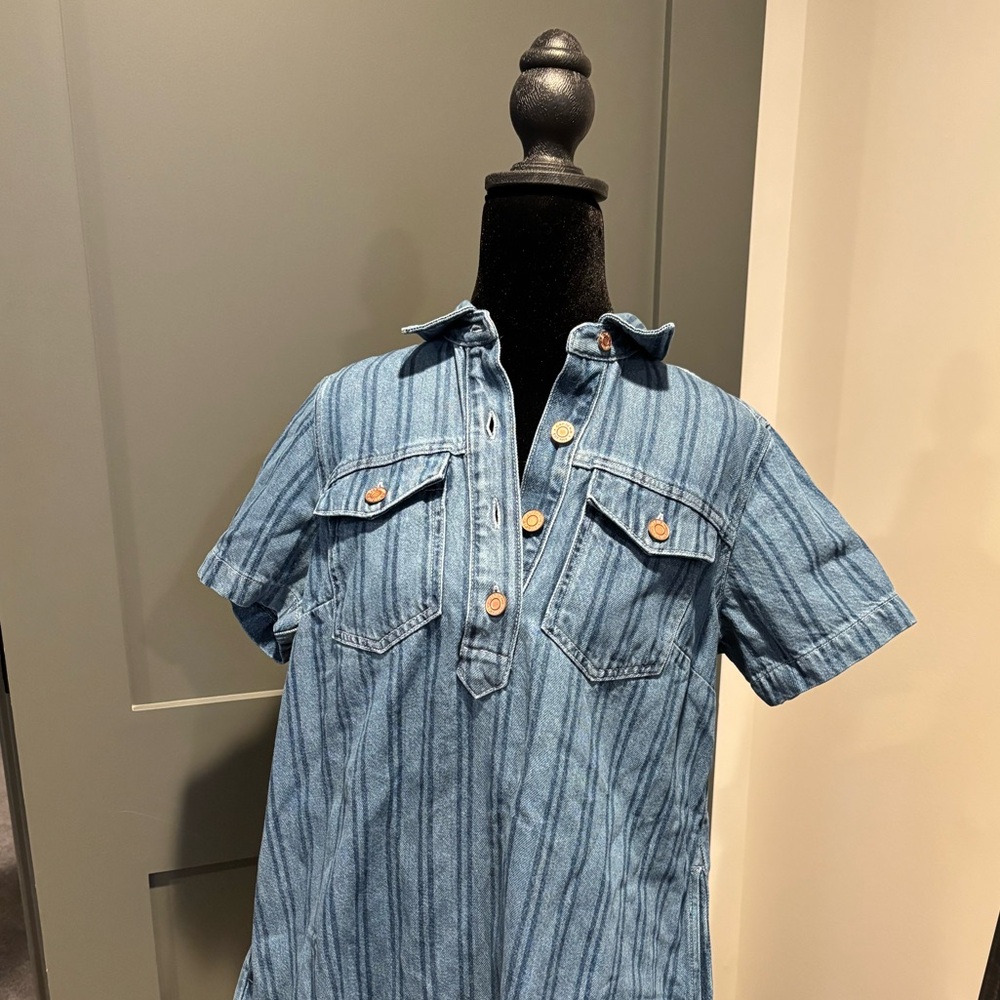 GAP Denim Blue Striped Mini Dress